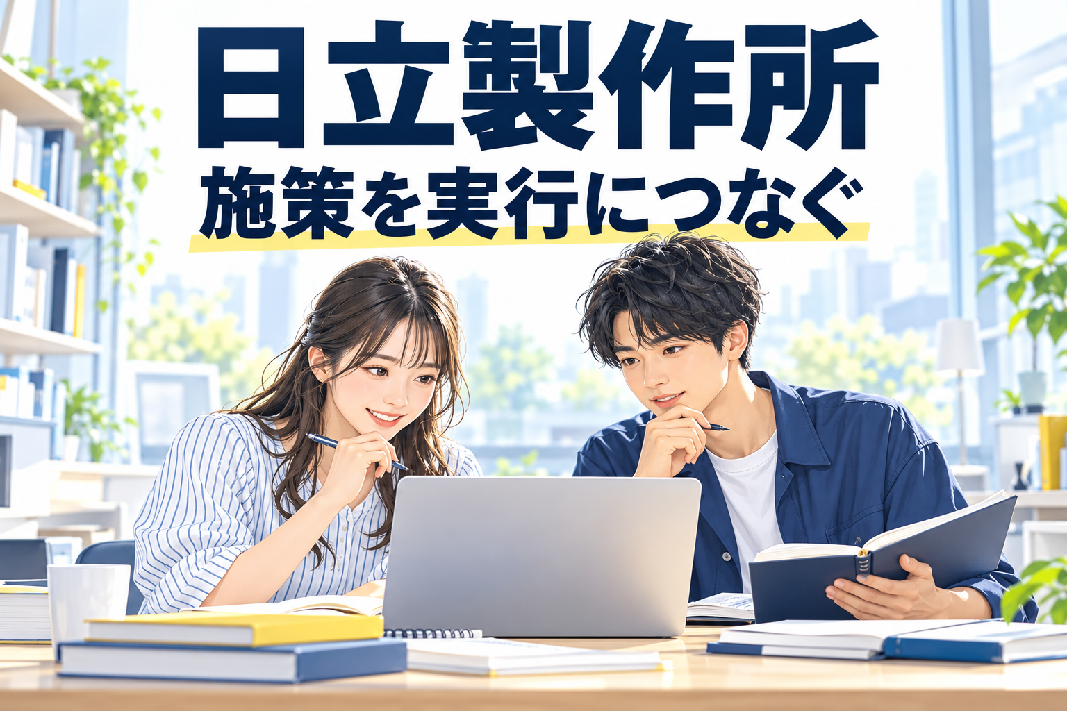 日立製作所の施策を実行につなぐ仕事を調べる架空の学生