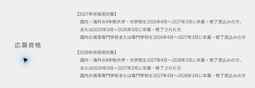 日立ソリューションズの27卒・28卒それぞれの応募資格