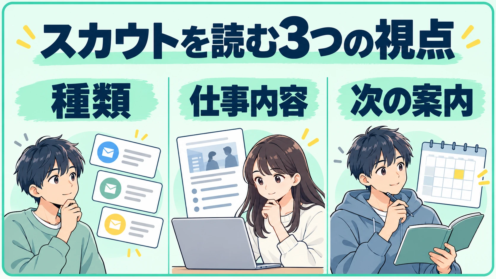 スカウトを読む3つの視点：種類、仕事内容、次の案内