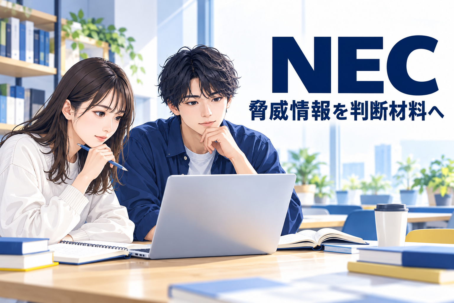 NECの脅威情報を判断材料にする仕事を調べる架空の学生