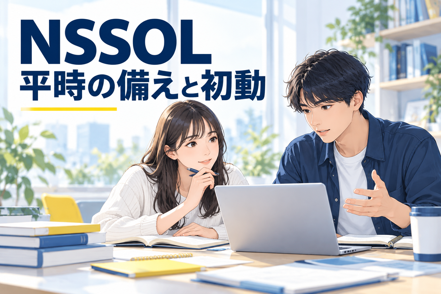 NSSOLの平時の備えと初動支援を調べる架空の就活生
