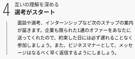 OfferBox公式の利用手順：選考がスタート